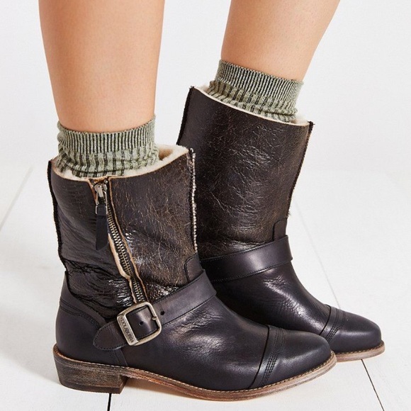 UGG Koolaburra ‘Duarte’ Shearling Leather/Suede Buckle Motorcycle Boot - Picture 2 of 12